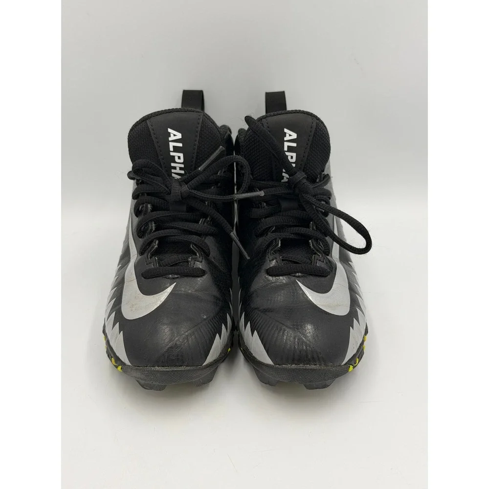 Nike Alpha Menace Shark Football Cleats Kids 1.5Y Black Silver Athletic Shoes